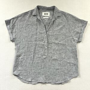 Grayson Women Black White Artist SS Shirt 100% Linen Popover Frank & Eileen S 02